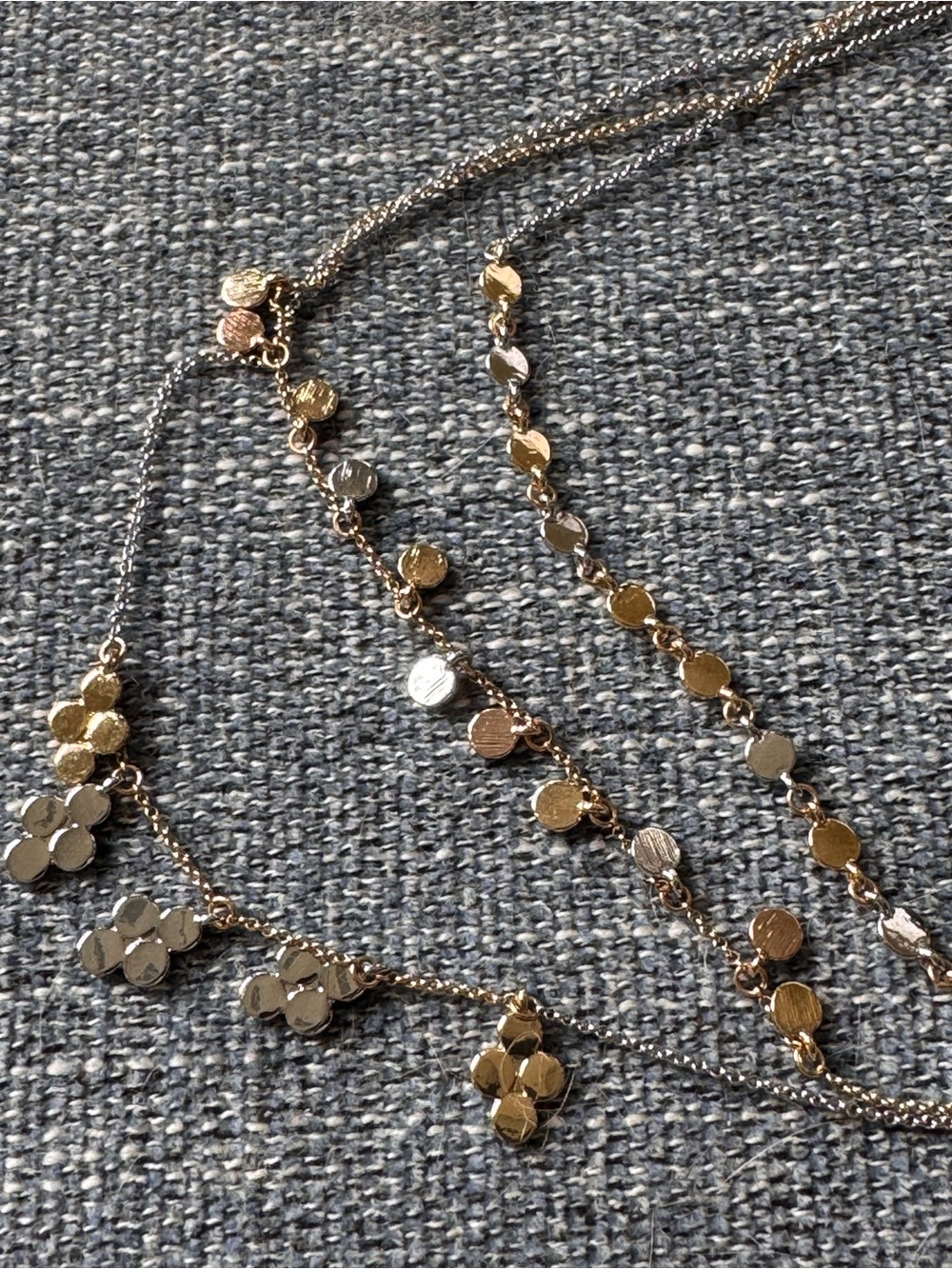 J. Jill Tri-Tone Disc Layer Necklace in Gold, Silver, Rose-Gold
